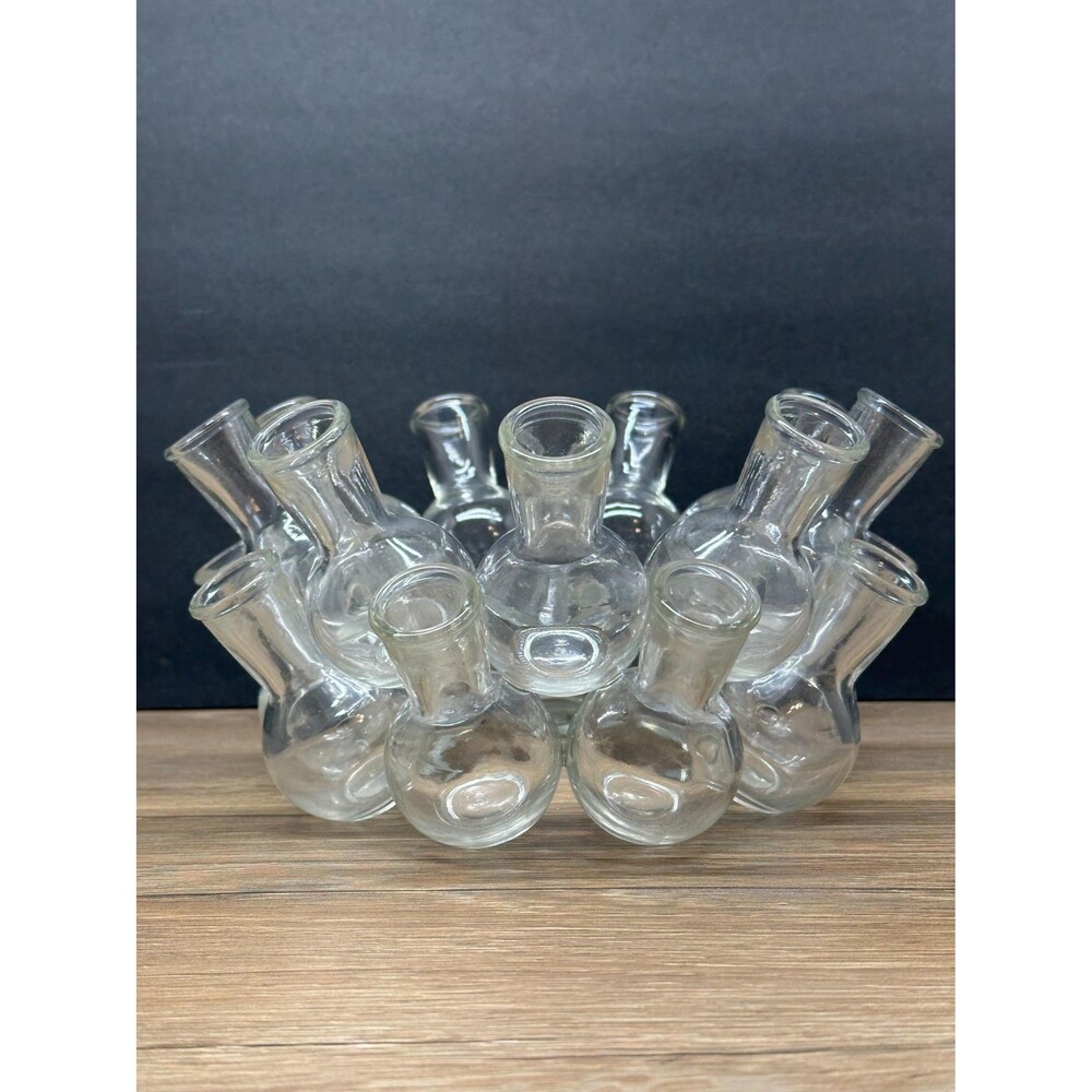 Vintage Clear Glass Cluster Bud Vase Propagation Ring Centerpiece 8.5x4.5"